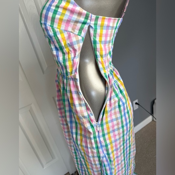 J Crew Multicolor Gingham Long Dress Women Size XS - Picture 7 of 9